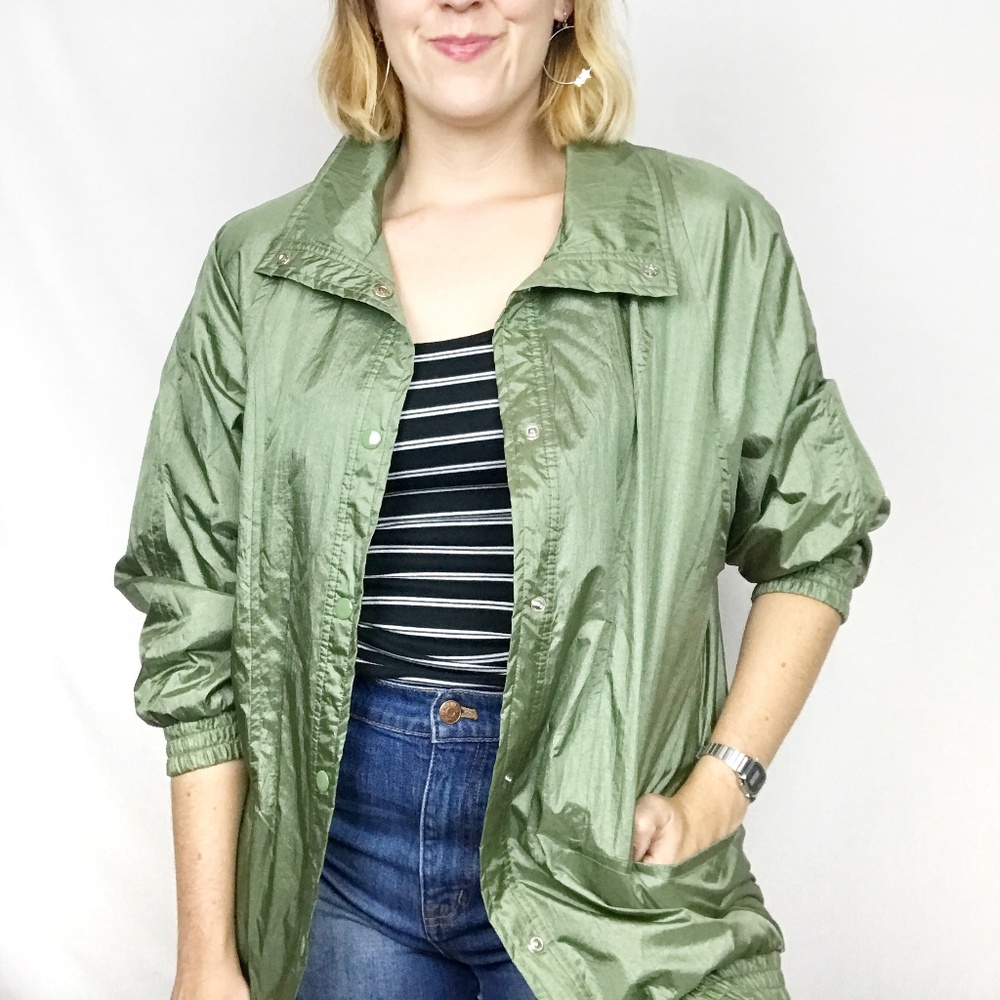 Vintage Haband Green Windbreaker Jacket Satin
